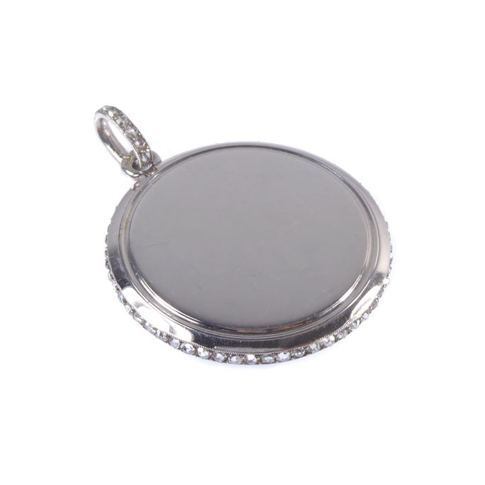   Cartier - Platinum and rose cut diamond round pendant locket with workshop mark for Edmond Jaeger | MasterArt
